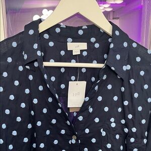 NWT J Jill Polka Dots! Light button up!